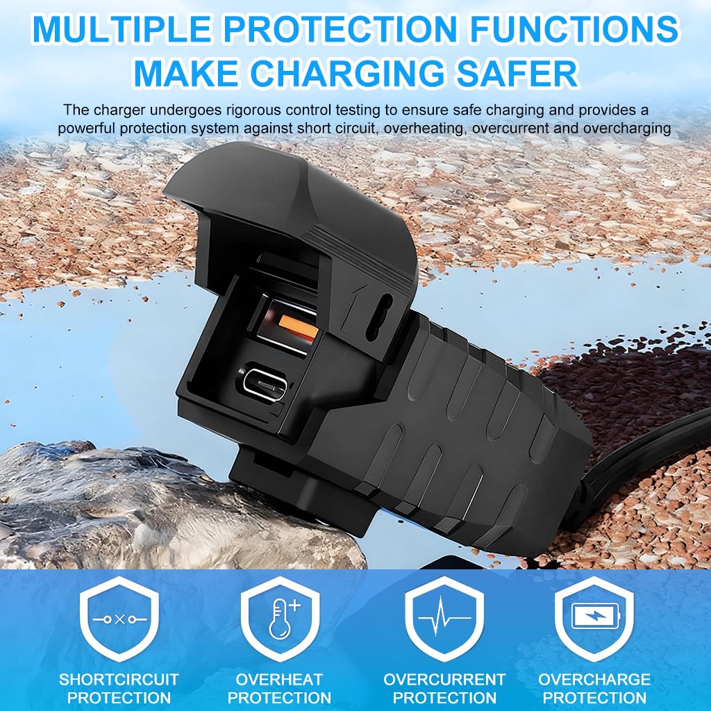 ZORBES Motorcycle USB Charger with Dual Port Waterproof Design for 12V 24V Handlebar Mount