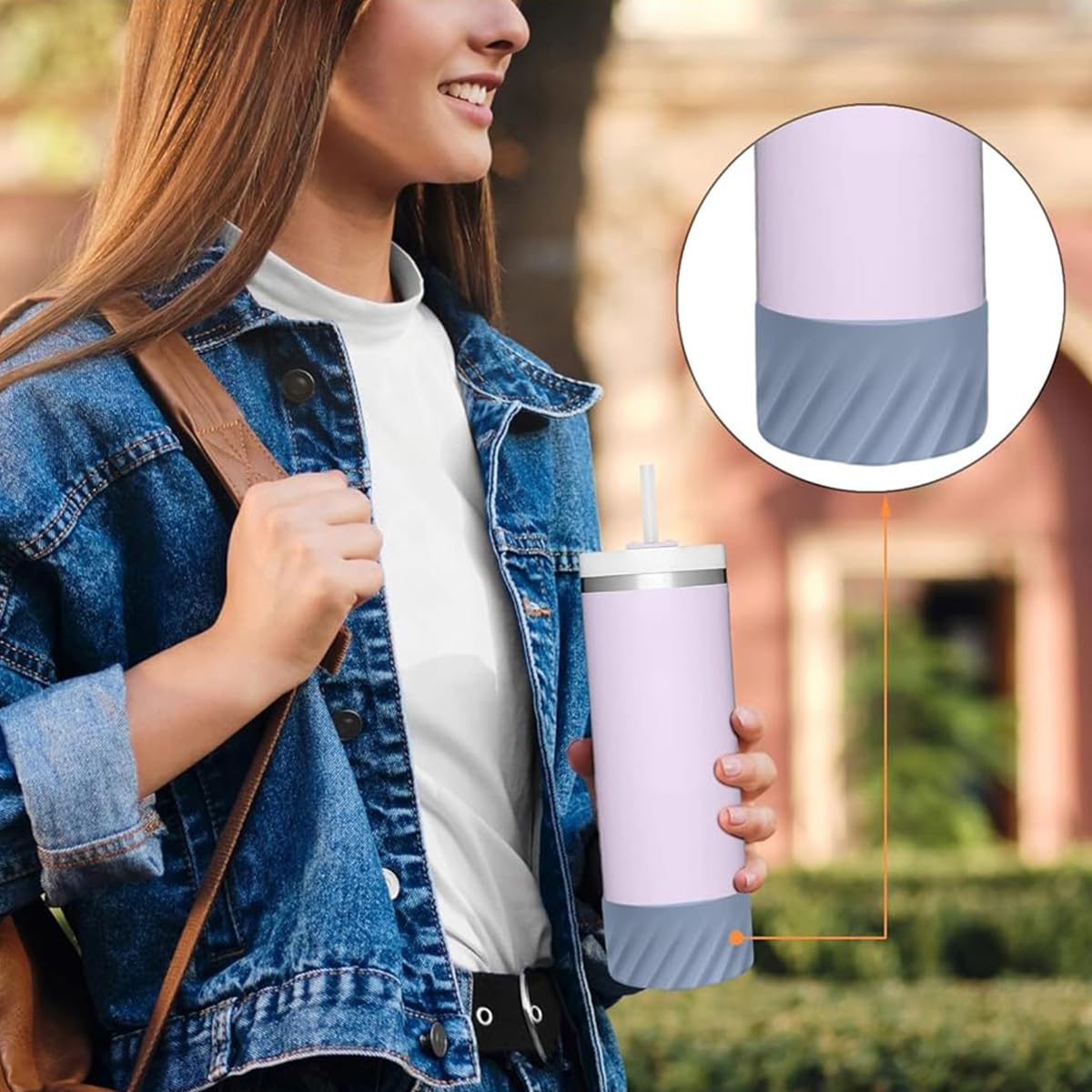HASTHIP Water Bottle Protective Silicone Boot for Stanley 40oz | 7.5cm Anti‑Slip Bottom Protector in Purple