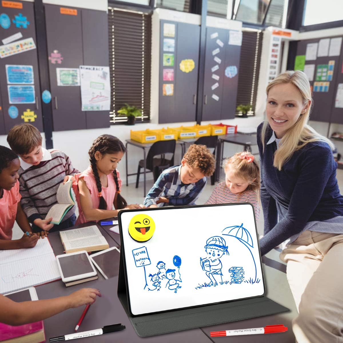 Climberty Folding Whiteboard for Home Office and School with PU Cover 12×8 in | 3 Pens & Eraser