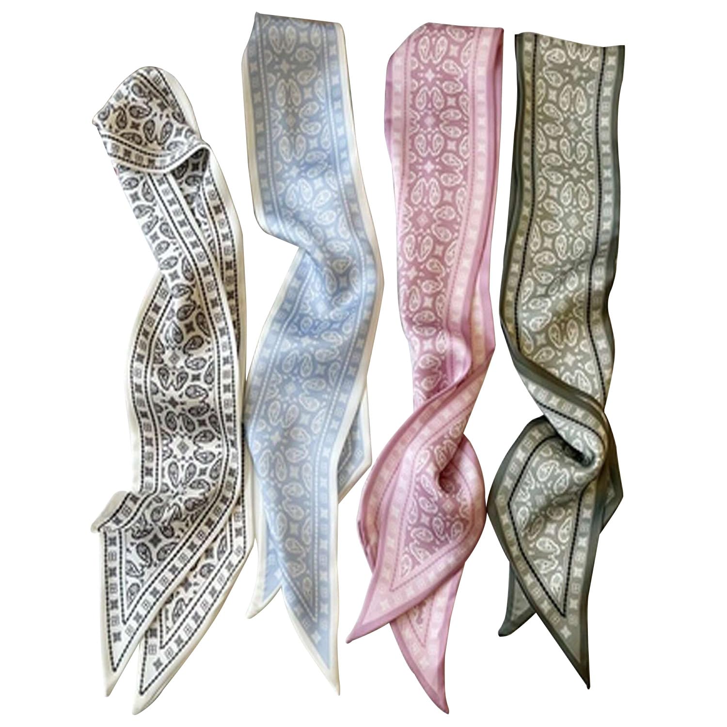 SANNIDHI® 4Pcs Fashion Scarves for Women Multifunctional Scarves Headbands Satin Scarf - Multicolor