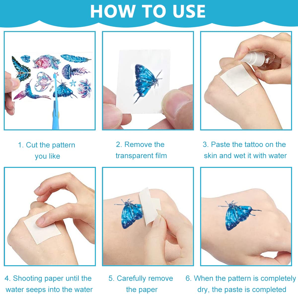 MAYCREATE Temporary Tattoo Stickers for Parties with 10 Sheets 12×6cm Waterproof Designs