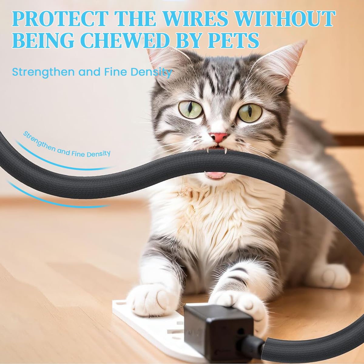 HASTHIP Cable Protector for Home and Office with Hook and Loop Closure 6.6ft Nylon Sleeve | 70mm Wide Pet Proof Cord Guard