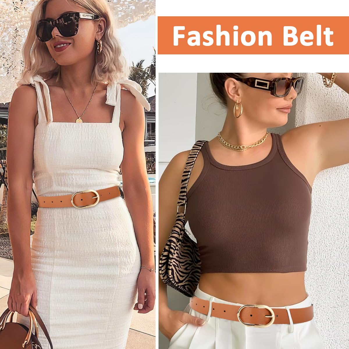 PALAY Waist Belt for Women featuring 40 in Adjustable Slim Fit with Gold Alloy Buckle | Brown PU Leather