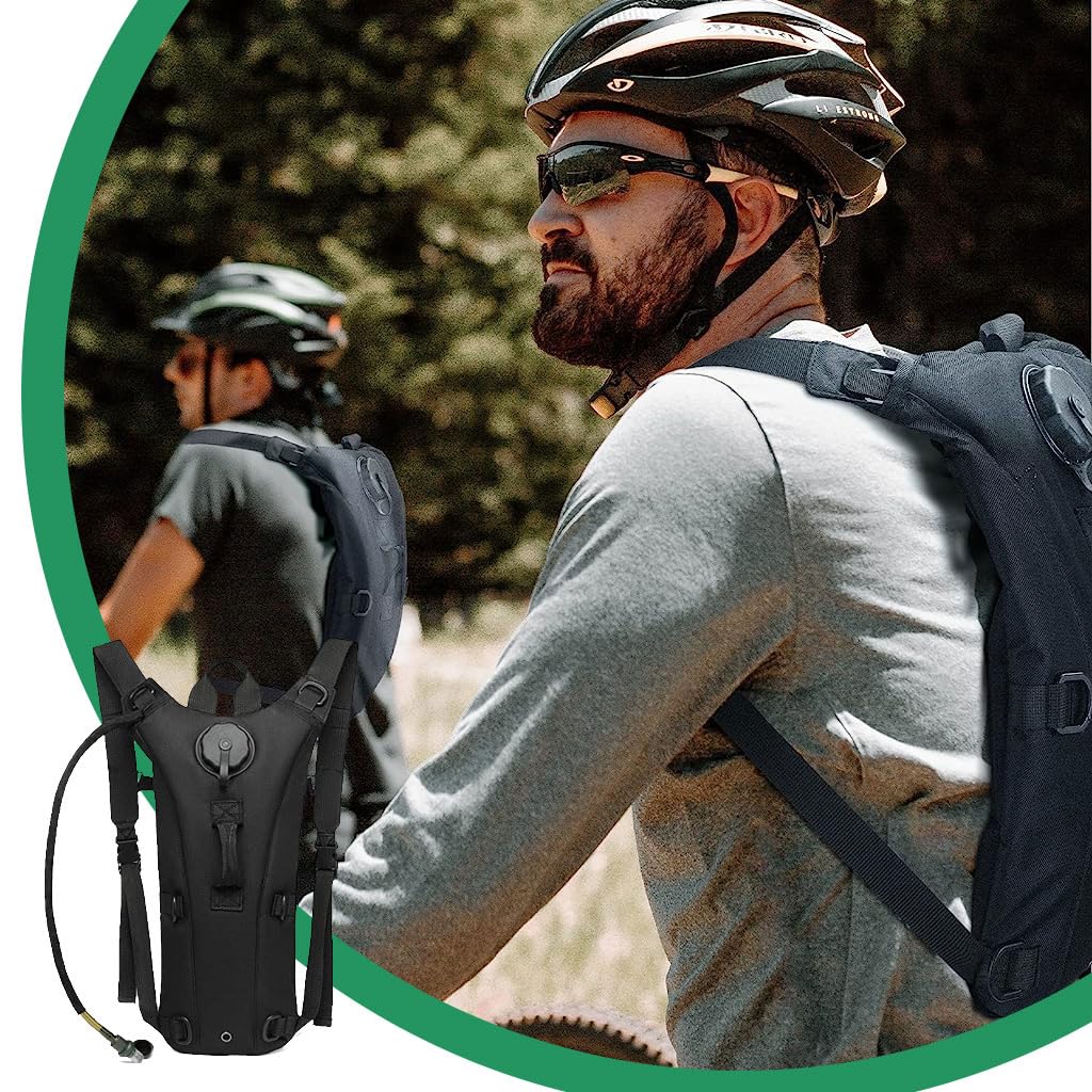 HASTHIP® Advanced 3L Hydration Backpack with Water Bladder - Tactical, Leak-Proof & BPA-Free, Ideal for Hiking, Biking & Running, Durable Oxford & Nylon Material, Insulated, Multi-Carry Options