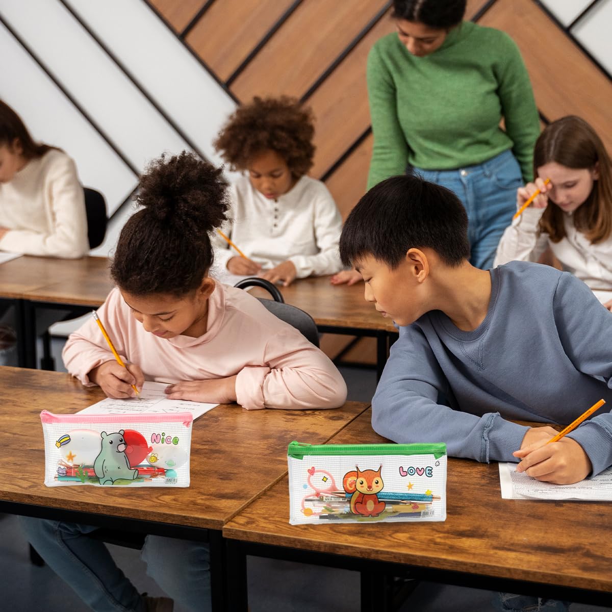 Climberty Pencil Bags for Students and Artists featuring Clear PVC Zippered Pouches 12pcs 20x10.3cm
