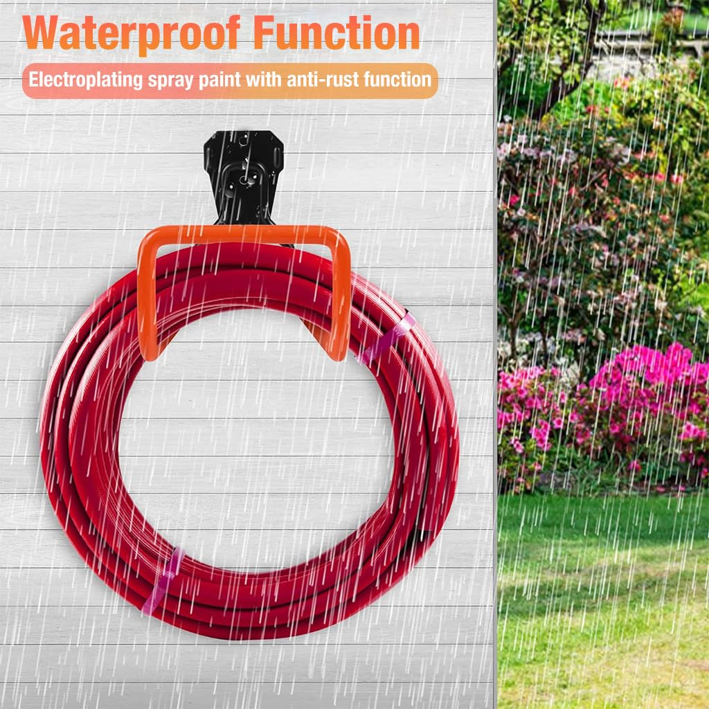 HASTHIP 2Pcs Garden Hose Holder Wall Mounted Hose Hook Wall Hook Metal Hose Organizer Long Hose Hanger Hook with Screws Heavy Duty Wall Hook for Hose, Cable, Water Hose