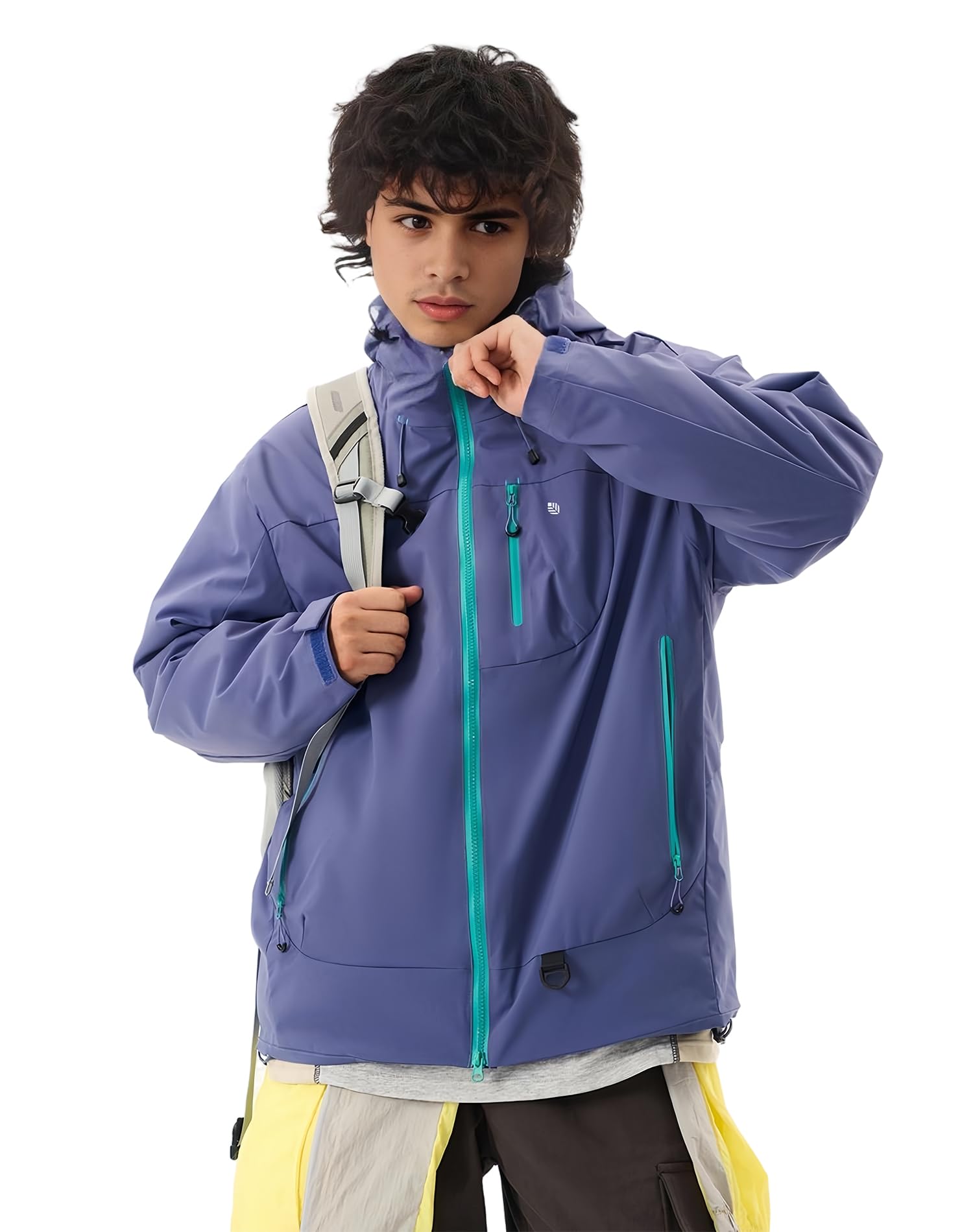 Venzina Men's Waterproof Rain Jacket for Commuting with Breathable Windproof Fabric | Purple