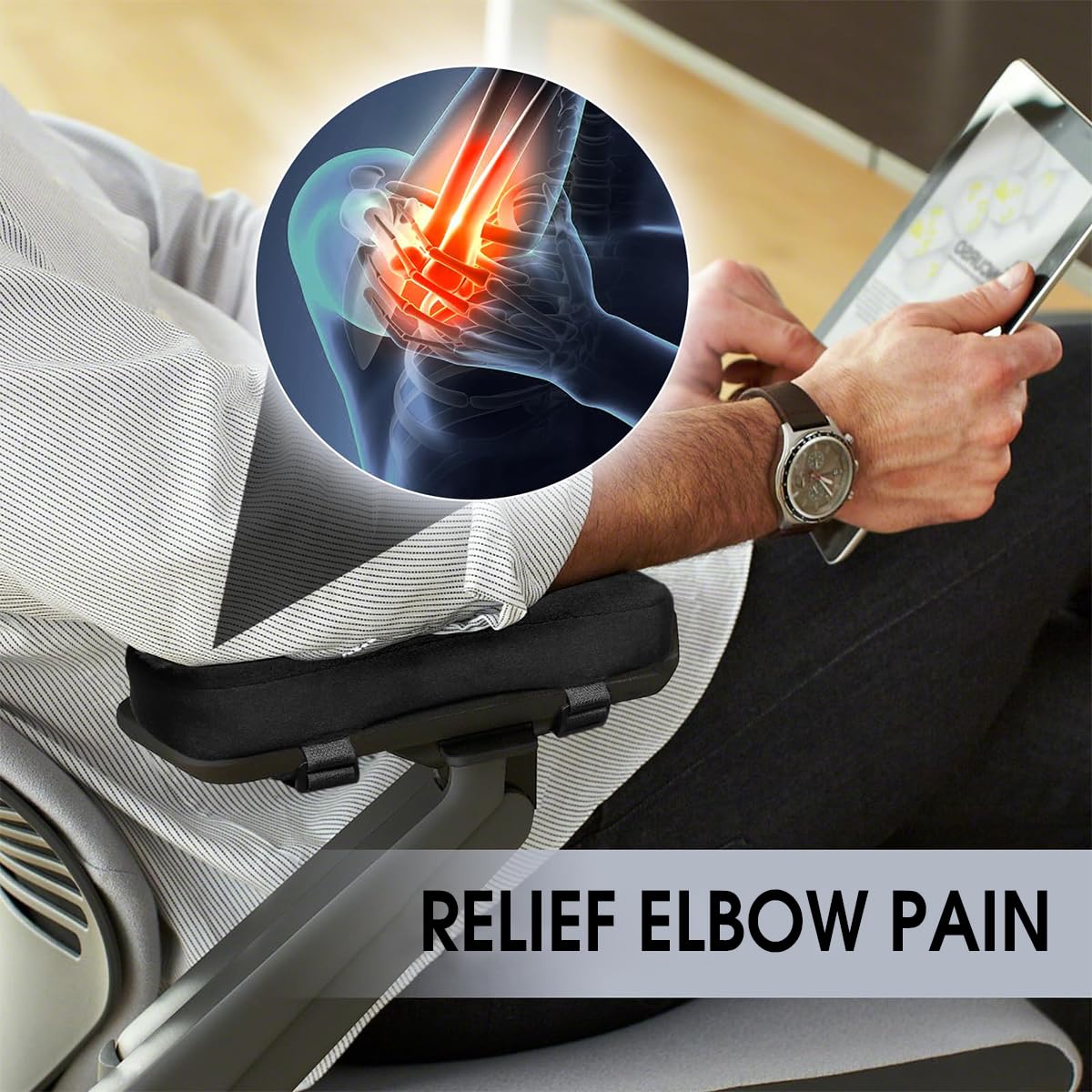 HASTHIP Chair Armrest Pad for Office and Gaming Chairs with 3.3cm Memory Foam | Quick Release Buckle and Anti Slip Design