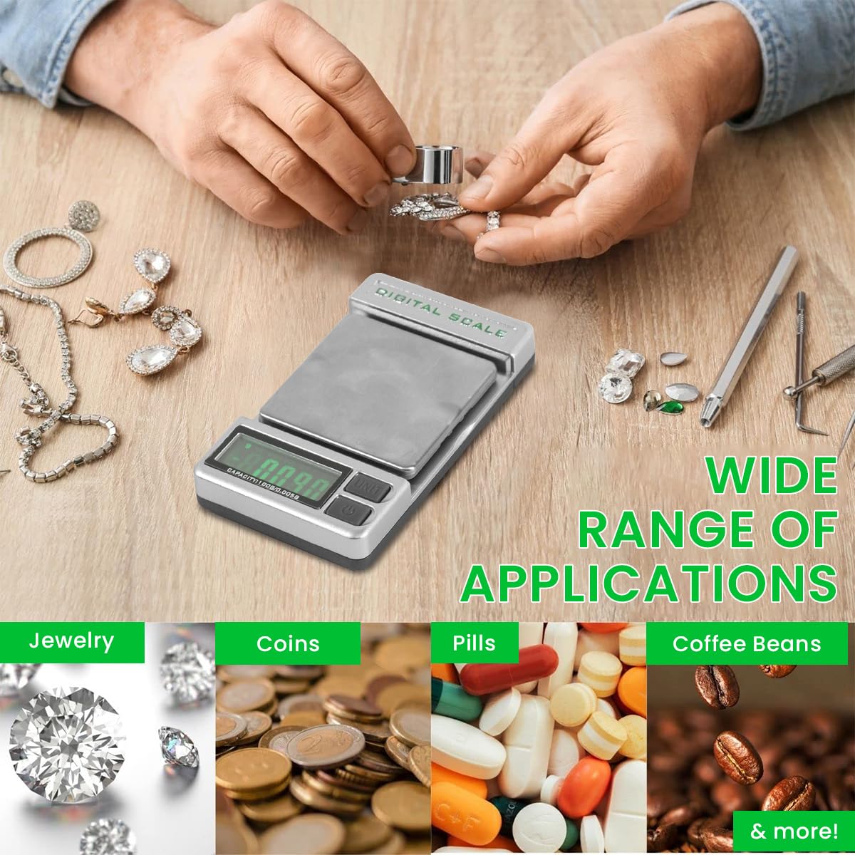 Verilux Stylus Pressure Gauge for Turntable Use with 0.005g Precision and LCD Display | Stainless Steel Scale