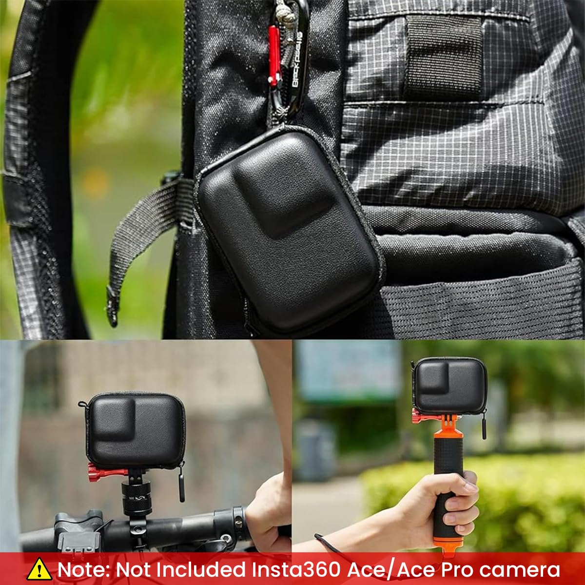 ZORBES Carry Case for Insta360 Ace Pro Action Camera with Dual Zipper EVA Hard Shell | 3PCS Black Set