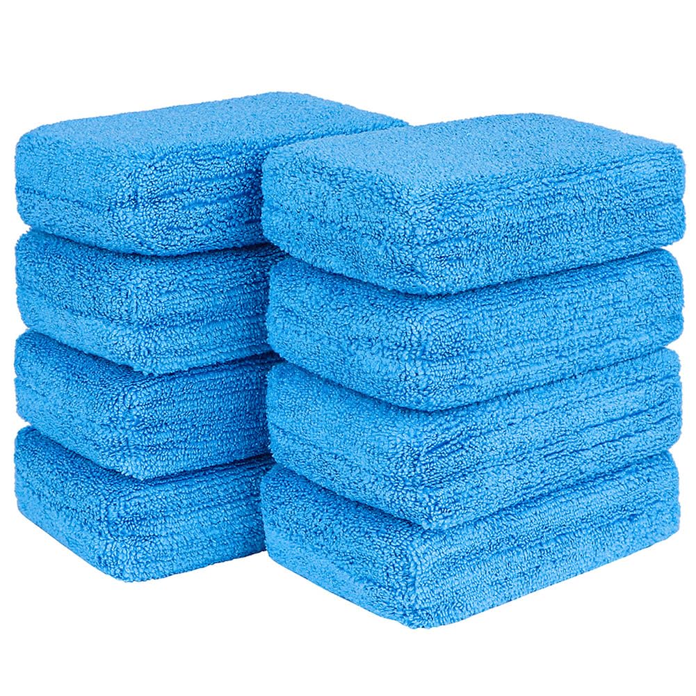 STHIRA® 8Pcs Car Polishing Pads, Soft Plush Waxing Pads, Microfiber Plush Cleaning Pads for Polishing and Waxing, Scratch-Free Detailing Pads for Car Maintenance
