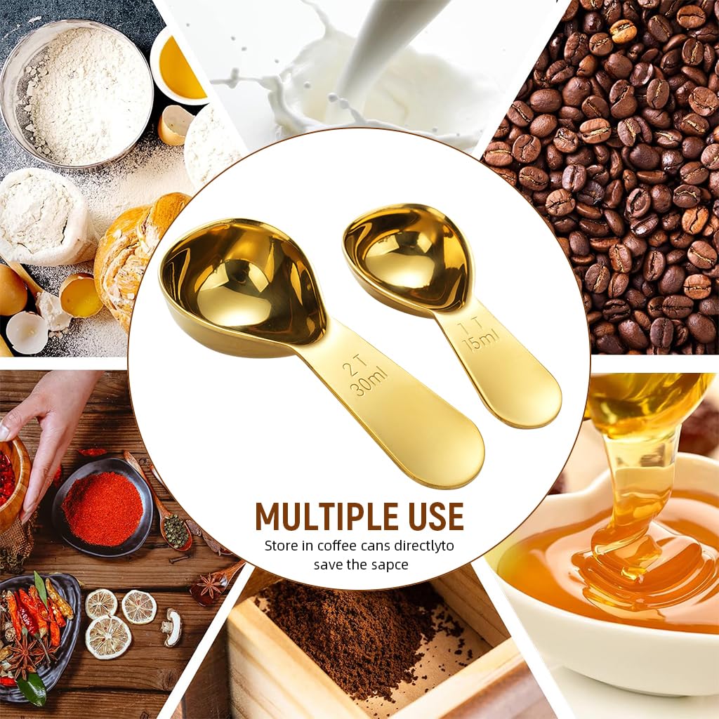 Supvox Measuring Spoons Set for Kitchen with Etched Marks 2 Pcs 15ml and 30ml Stainless Steel