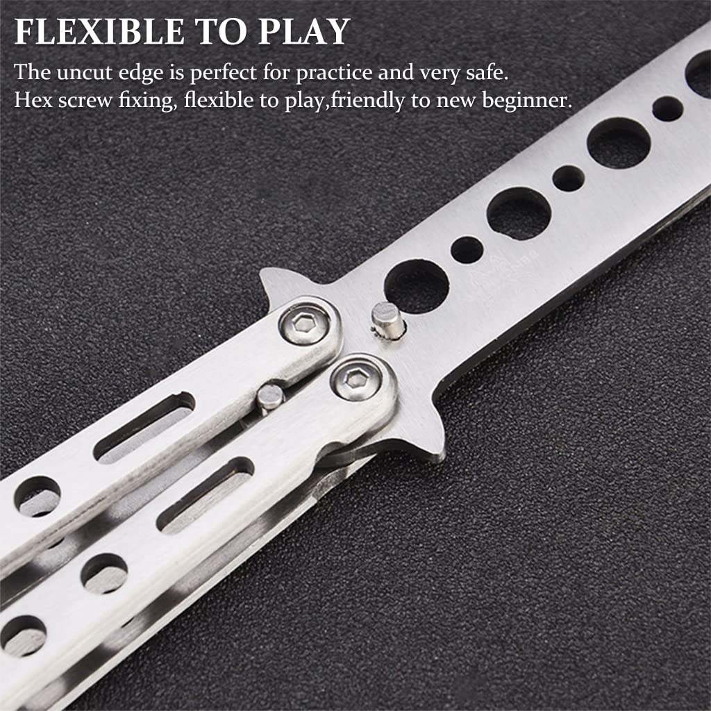 Proberos Butterfly Knives Trainer with O-Ring Latch for Beginner, Children, Butterfly Knives Lover & More, Balisong Trainer with Unsharpened Blade for Practicing Flipping Tricks(Black)