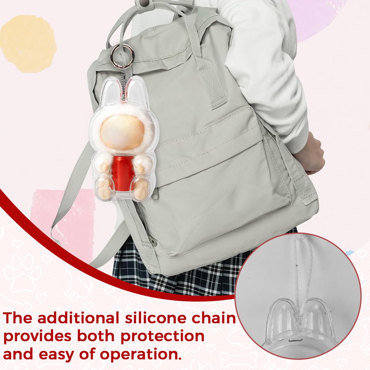 FANCYKU Protective Cover for 15cm Plush Figure Doll with Silicone Loop Strap | Transparent PC Dust-Proof Display Case