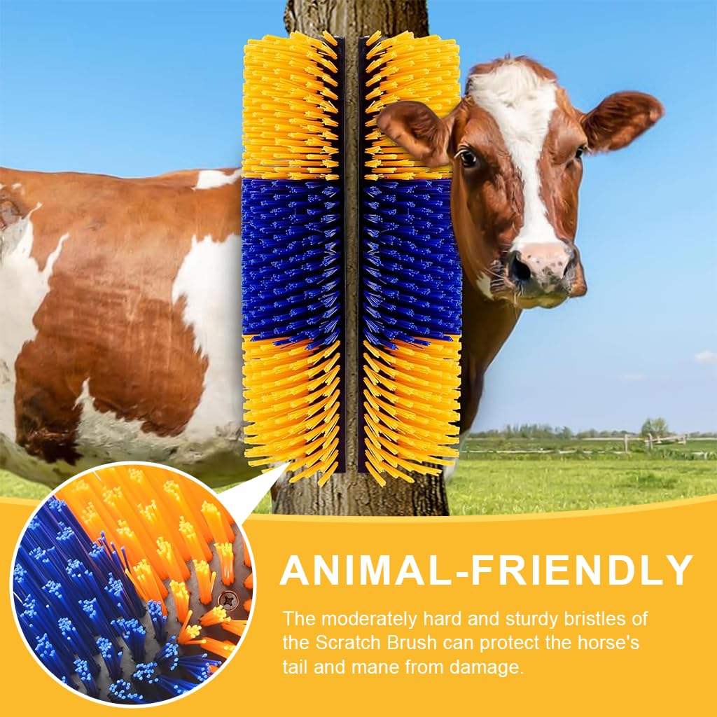 HASTHIP Livestock Scratch Brush for Cattle Horses and Sheep with Nylon Bristles | Barn-Mounted Grooming Tool