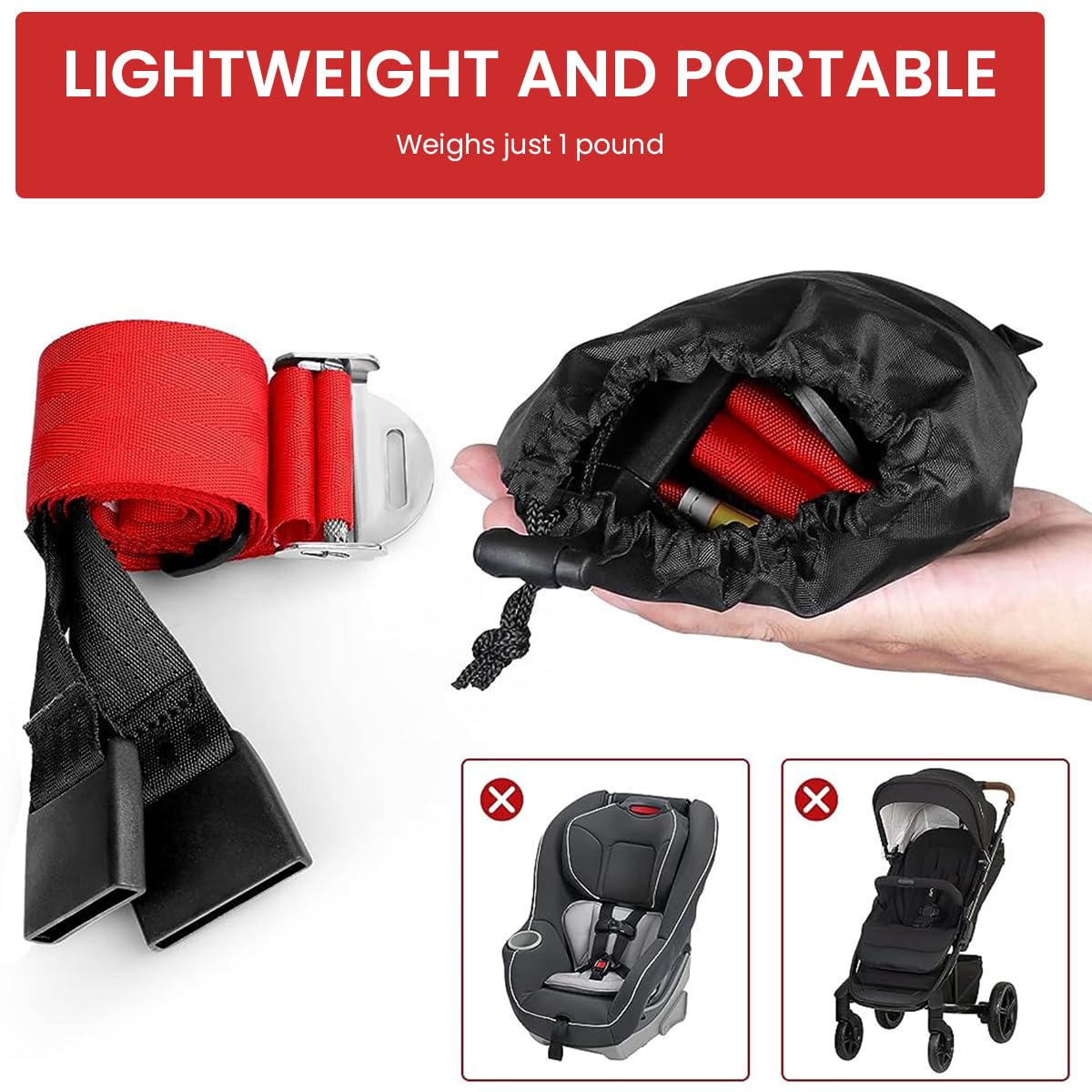 SNOWIE SOFT Child Safety Harness for Airplane Seats with Quick Release Buckle and Storage Bag