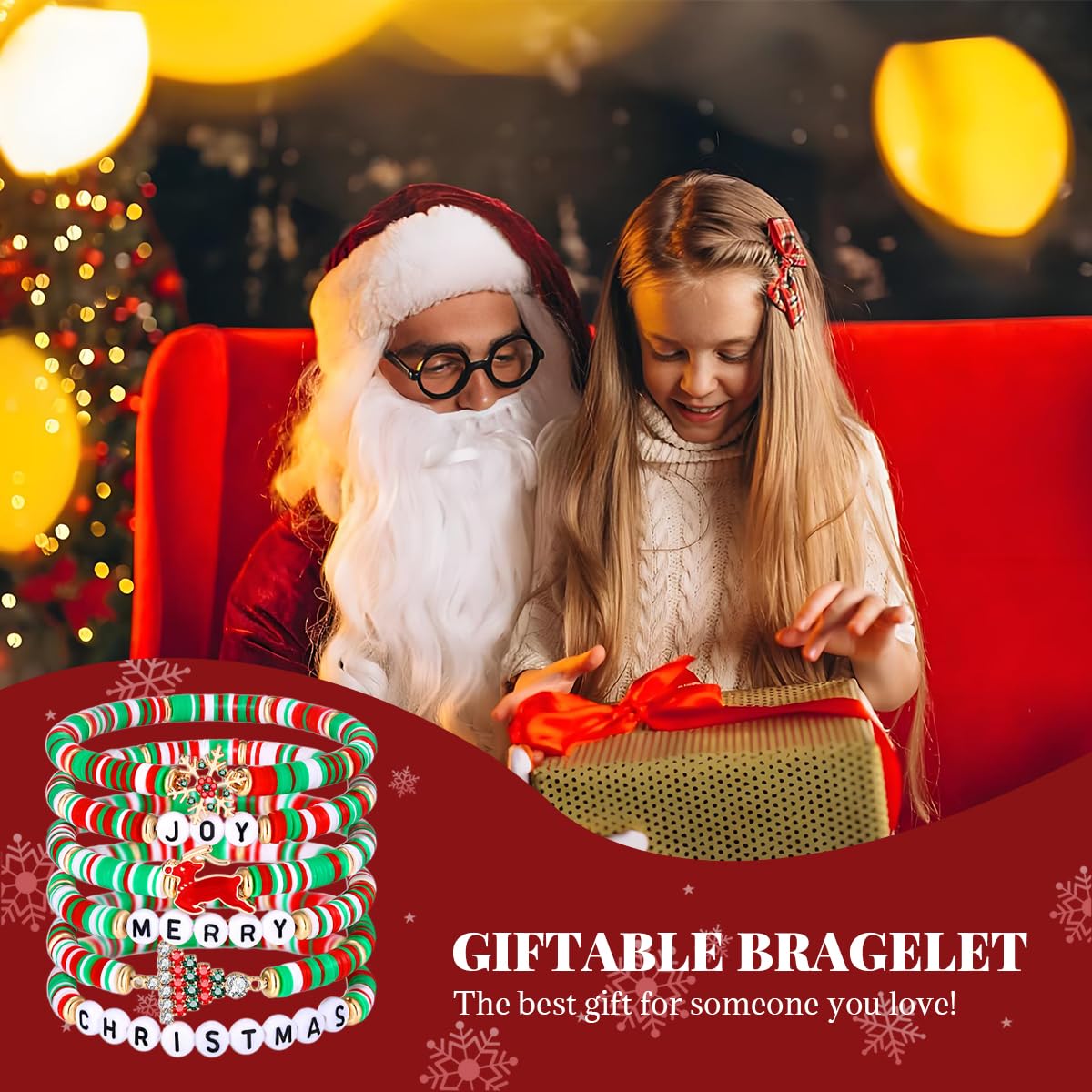 SANNIDHI Christmas Bracelets Set of 6Pcs with Colorful Clay Beads for Sisters and Girls | Festive Jewelry Gift