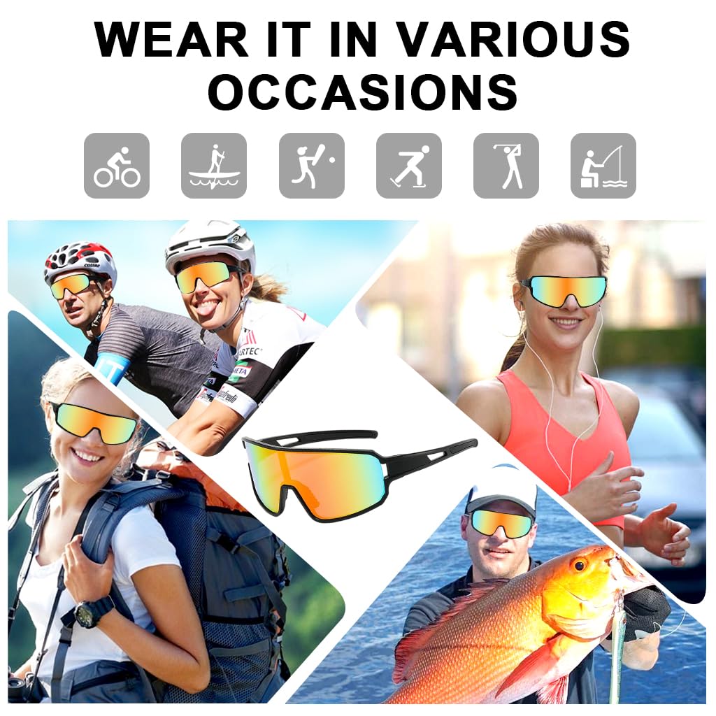 PROBEROS Cycling Sunglasses for Men with UV400 Polarized Lenses featuring TR90 Frame | Anti Glare Black