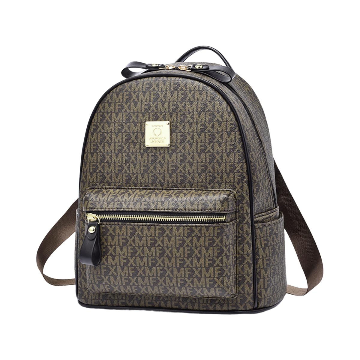 PALAY Fashion PU Backpack for Women Vintage Brown Printed Small Backpack with Handle Casual Day Bag Travel Backpack Lightweight Travel Backpack Gift for Women