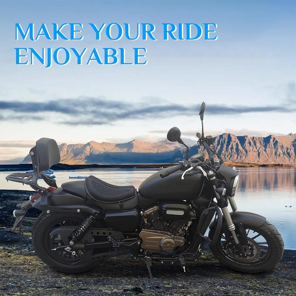 STHIRA® Bike Seat Cushion Gel for Motorcycle Breathable 3D Honeycomb Design Cover with Waterproof and UV Sun Shock-Absorbing Anti-Slip Fit Long Rides 3 PCS