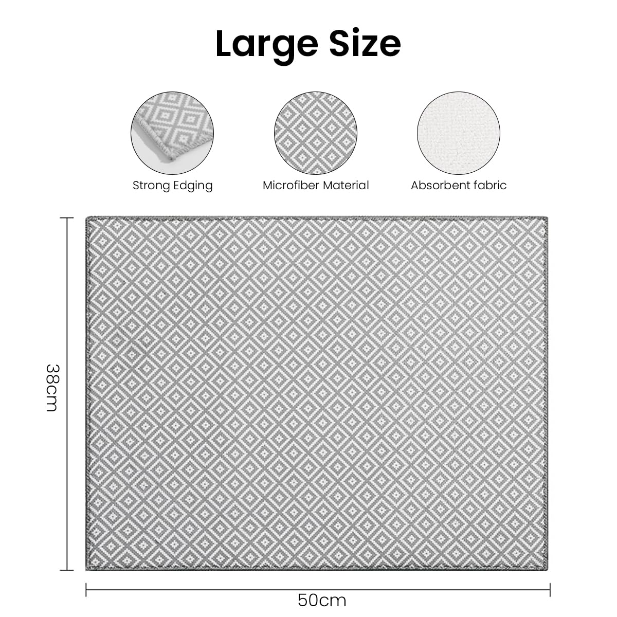 Supvox Dish Drying Mat for Kitchen Countertop with Absorbent Microfiber | 2 Pcs 14.9x19.6 in Grey