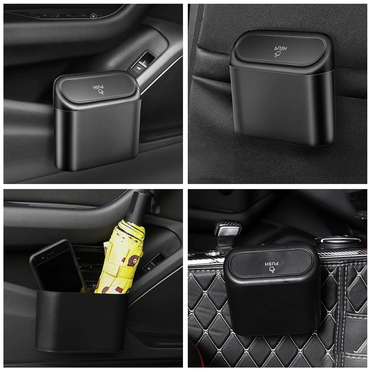 ZIBUYU Small Car Trash Bin for Vehicle Organization with 2 in 1 Flip and Push Lid | Waterproof ABS Clip-On Design