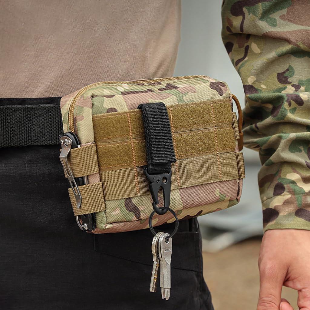 Optifit Carabiner Set for Camping and Backpack Use featuring Adjustable Hook Strap | 4PCS Black