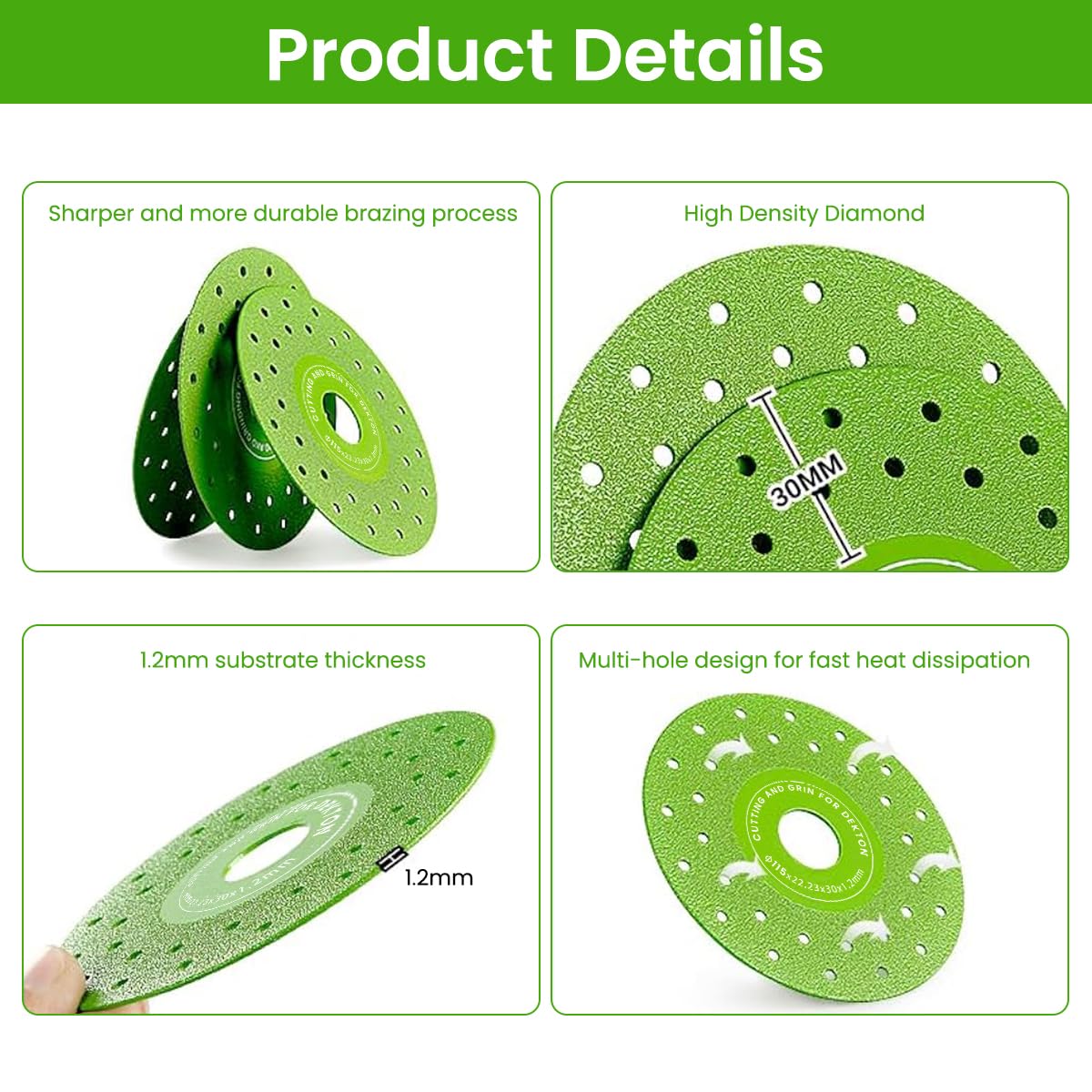 Serplex Diamond Saw Blades 9PCS 11.5cm for Cutting Porcelain Ceramic Granite | Multi-Pore Abrasive Discs