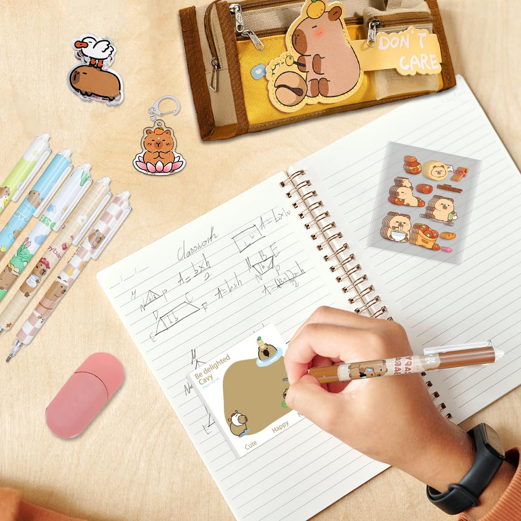 Climberty Capybara Stationery Set for Students with 128 pcs Cute Cartoon Supplies | Gift Idea
