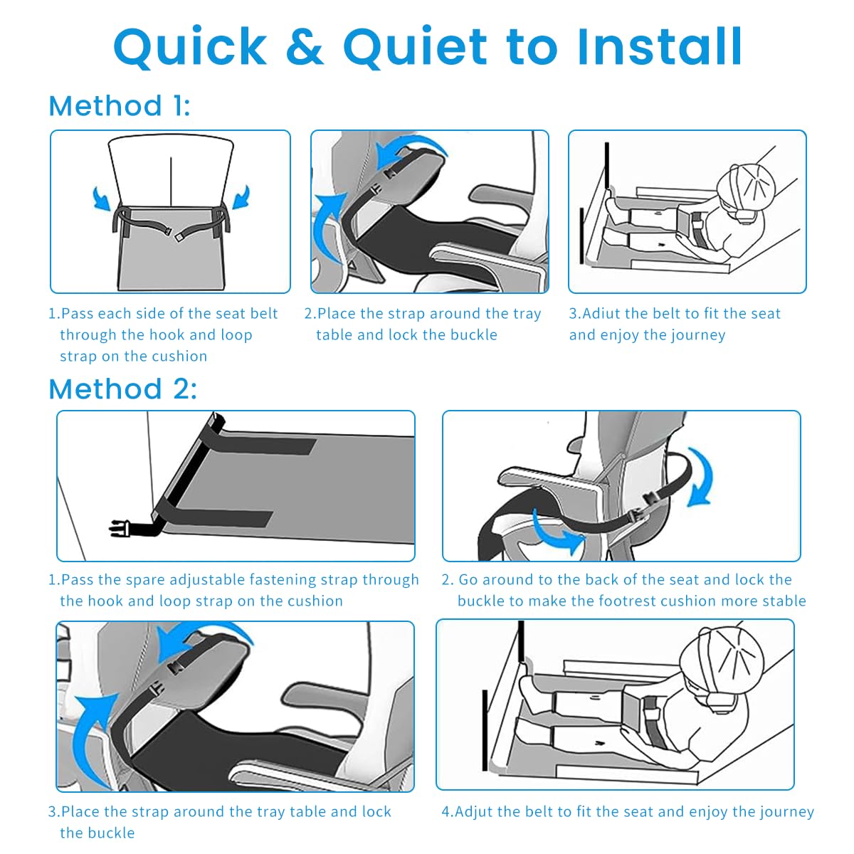 HASTHIP Airplane Footrest Kids Bed for Travel with Adjustable Straps 78×43cm Black | Toddler Seat Extender