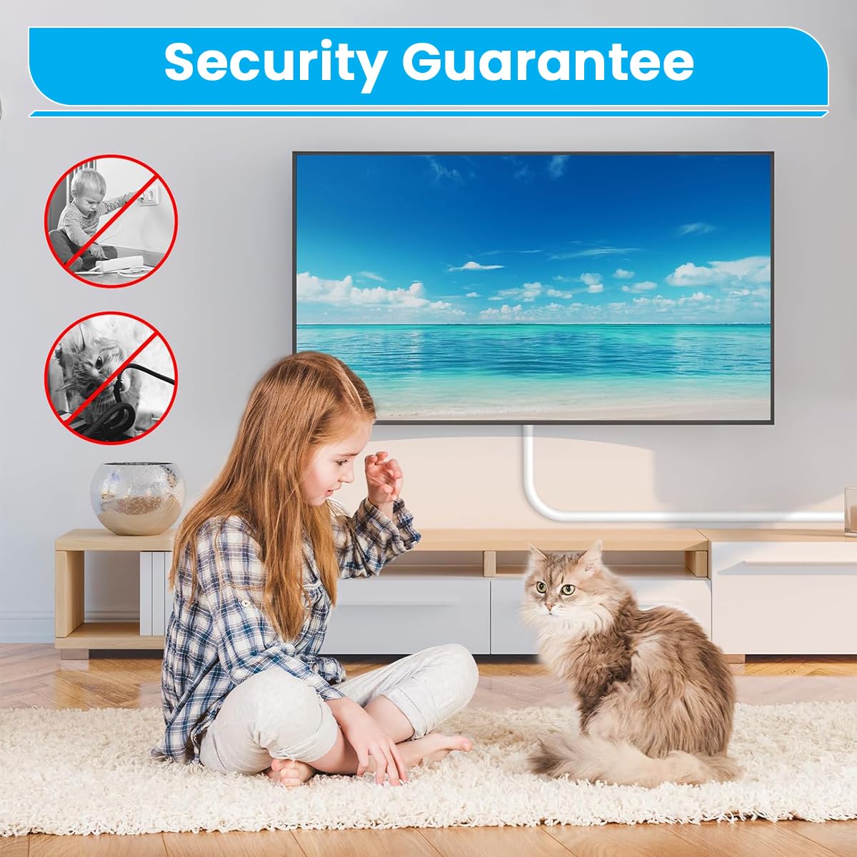 Serplex Ethernet Cable Hider for Single Cord Management featuring Self Adhesive Backing 6.6ft PVC Cover | White