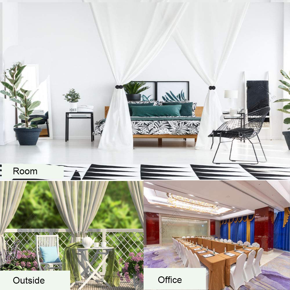 HASTHIP Magnetic Curtain Tiebacks Pack of 2 for Home and Office with 16in Rope | Eco-Friendly Woven Black Holdbacks