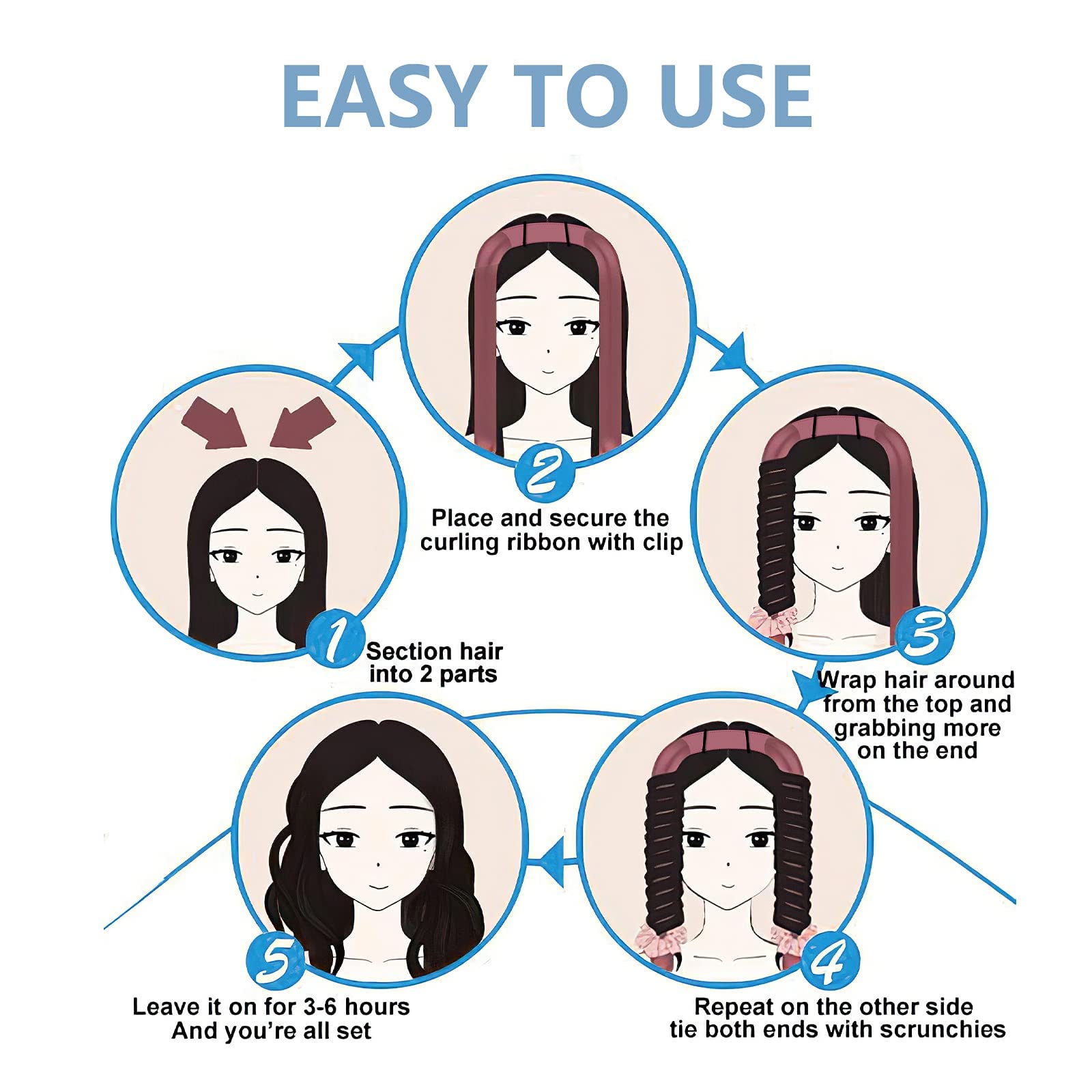 MAYCREATE® Hair Curling Tools for Your Hair no Heat Hair Curler Heatless Hair Sleeping Soft Headband Wave Formers Hair Rollers DIY Hair Styling Tools for Long Medium Hair