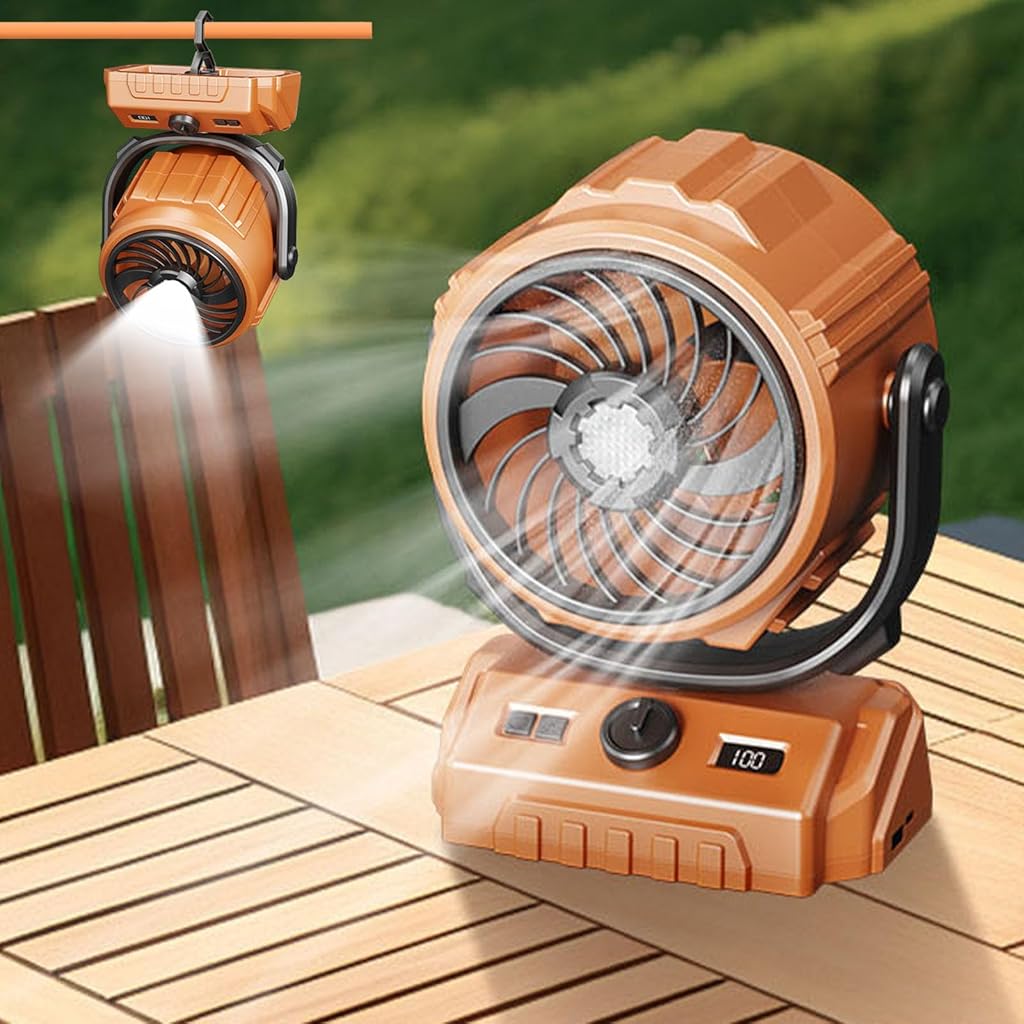Verilux® 3 in 1 Table Fan with Night Light, 270°Automatic Oscillating Head and 300°Manual Flip, Desktop Fan with 100 Digital Speed Adjustable, with Clip and Power Bank for Home, Office, Camping