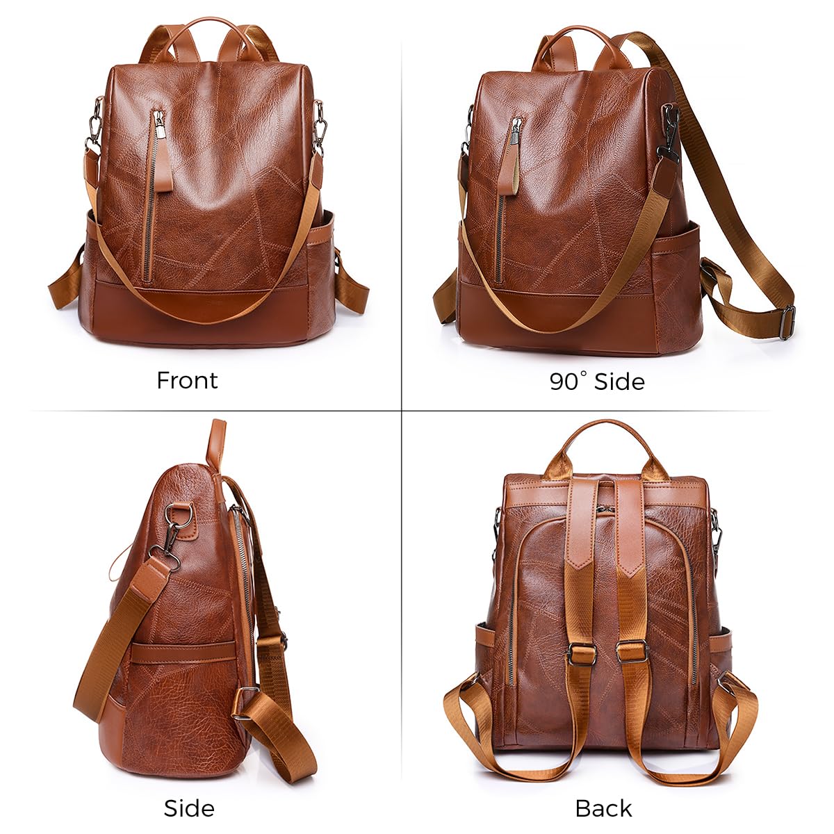 PALAY® Fashion Backpacks for Women PU Leather Travel Backpack Vintage Shoulder Bags Soft PU Backpack Briefcase Travel Bag Sling Bag Handbag for Girls Women Gifts, Brown