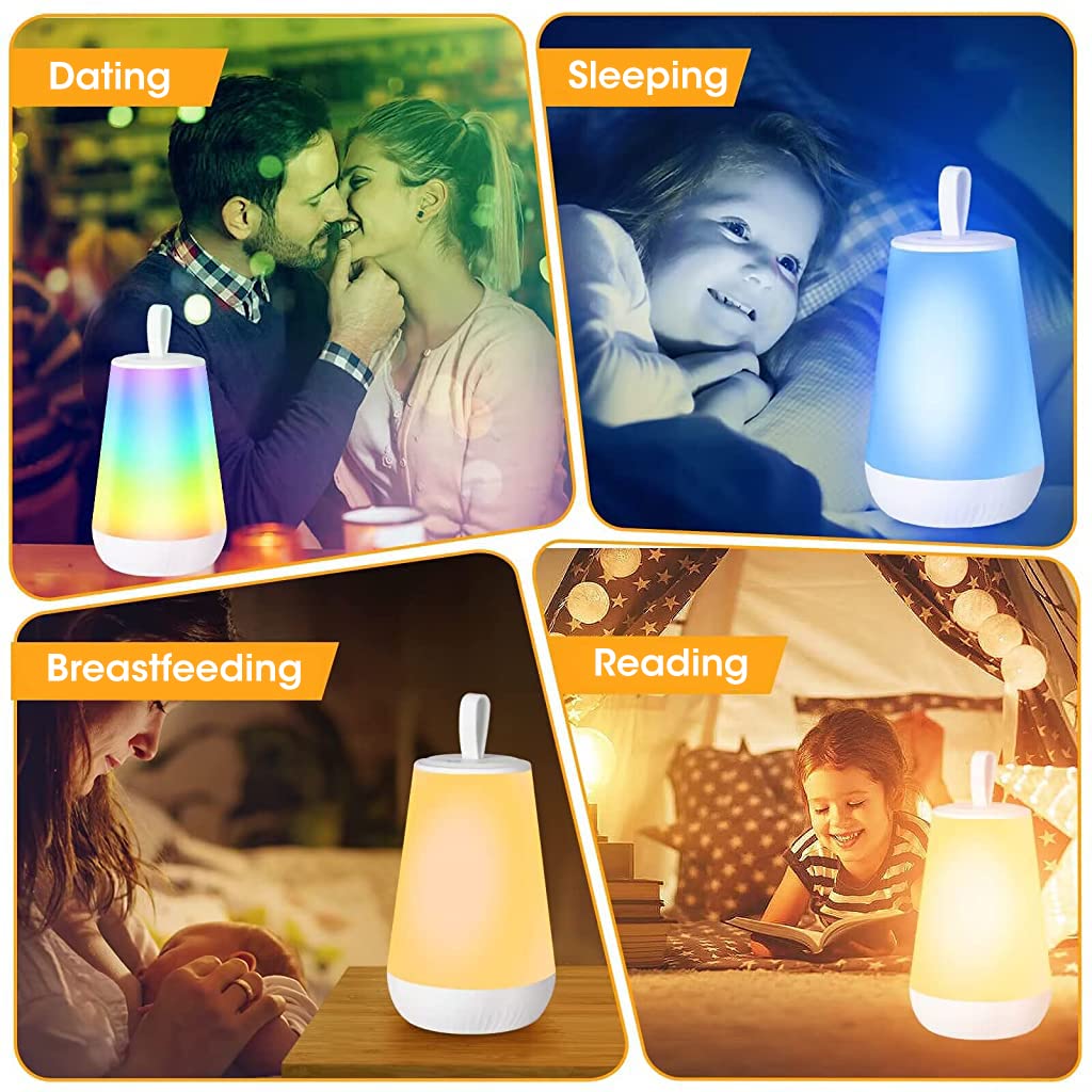 ELEPHANTBOAT RGBIC LED Night Lamp for Bedroom with 1200mAh Rechargeable Battery | Touch Control Color Modes for Kids