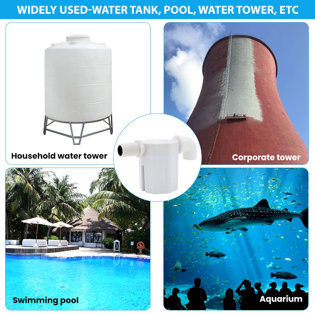 HASTHIP Floating Automatic Water Level Control for Tanks 2 pcs featuring 1‑10KG range | white valve for pools and towers