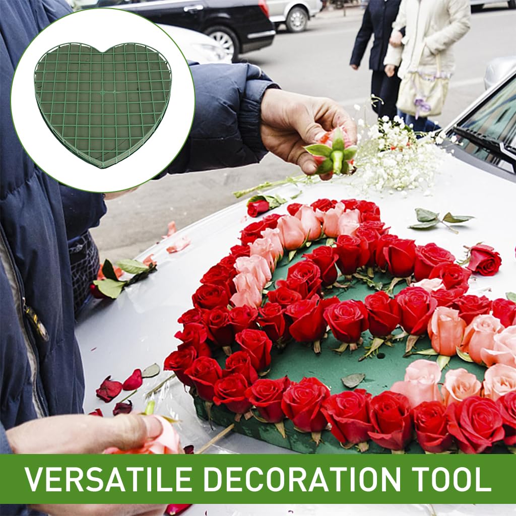 HASTHIP Heart Shape Floral Foam Frame for Wedding Car Decoration with Suction Cups | 20x21cm Plastic Arrangement Frame