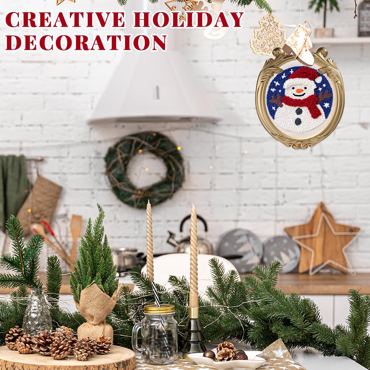 HASTHIP Embroidery Kit for Beginners with 7.8 in Hoop and Yarn for Kids and Adults | DIY Snowman Holiday Craft