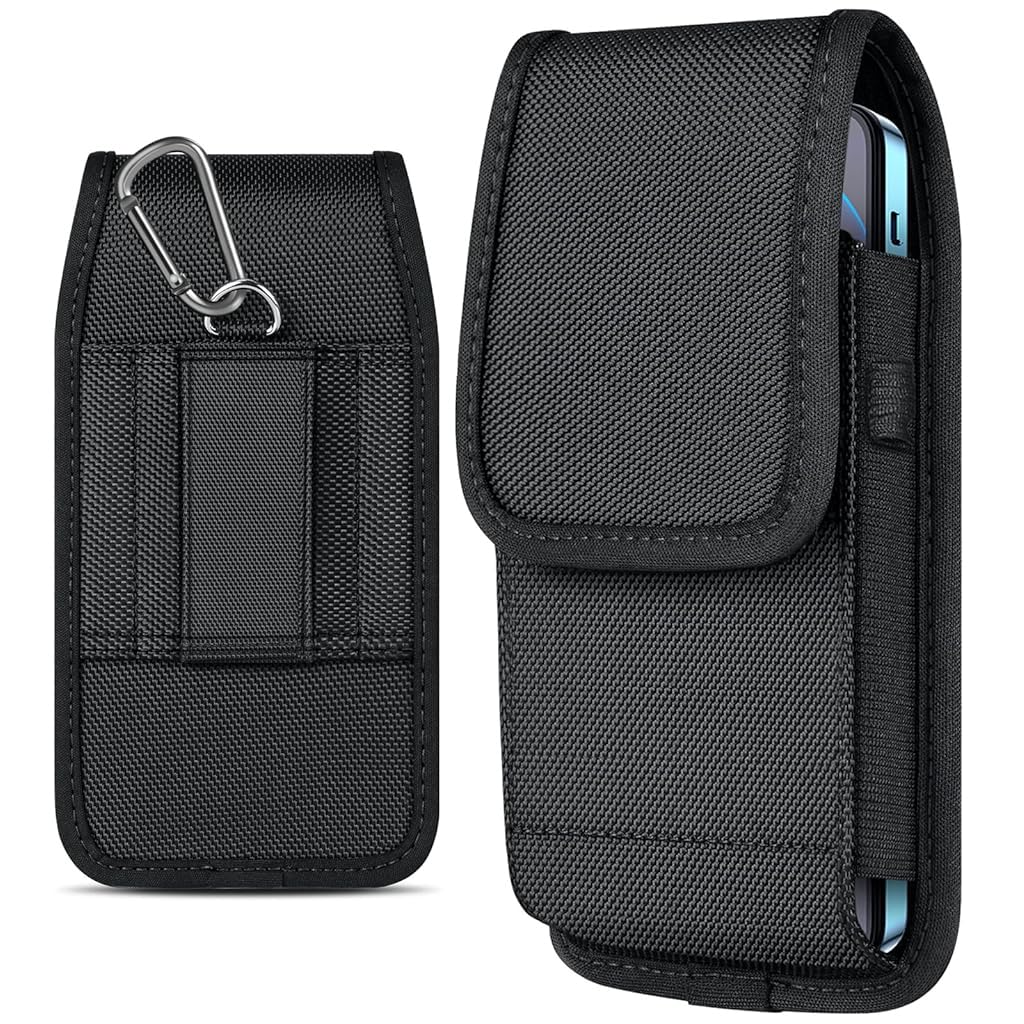 GUSTAVE Mobile Pouch for Men with Belt Clip and Carabiner featuring Hook and Loop Closure | Fits 4.0–7.0 in Phones and Rugged Nylon Design