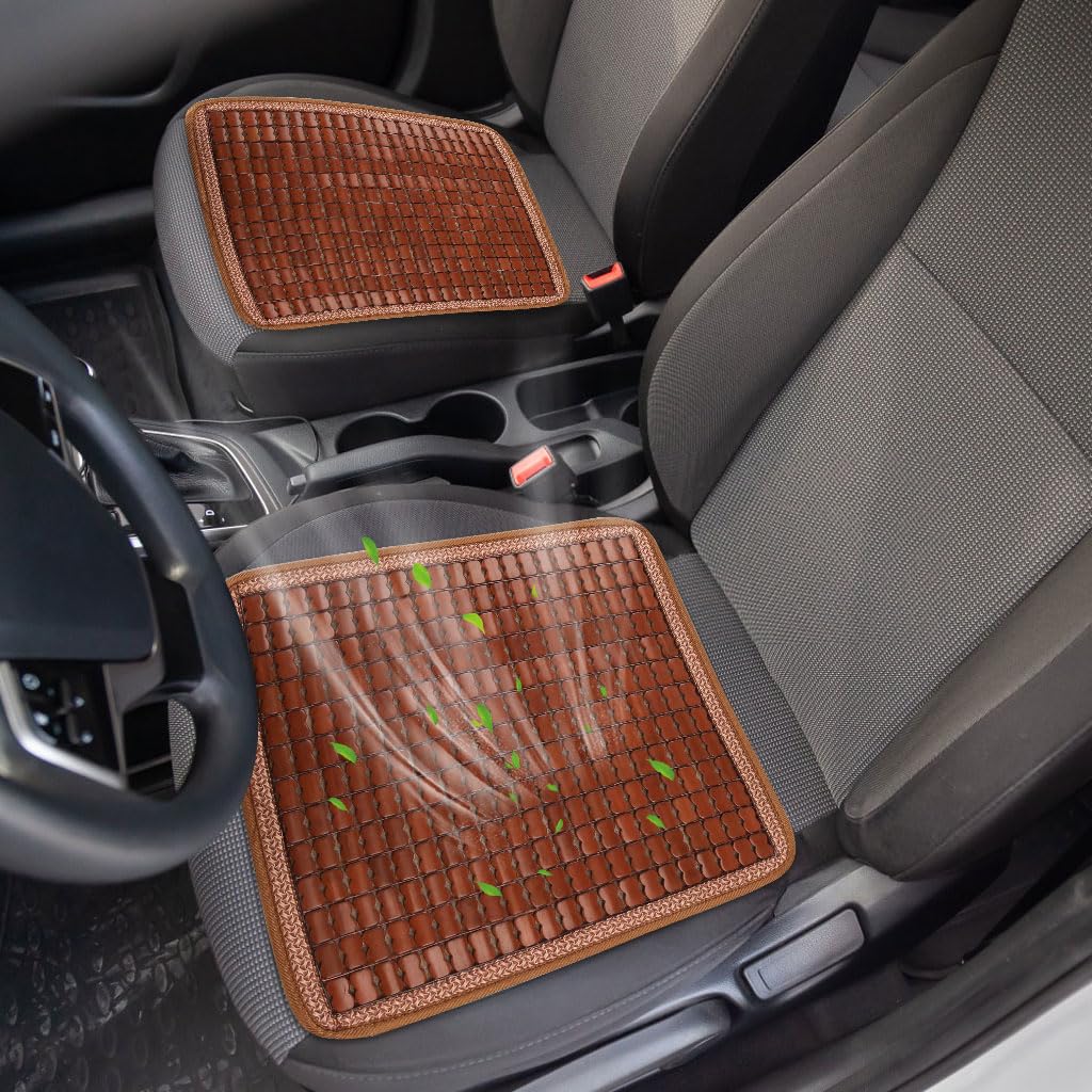 STHIRA Bamboo Chair Pad for Summer Cooling Comfort featuring Anti Slip Backing 16x16 in