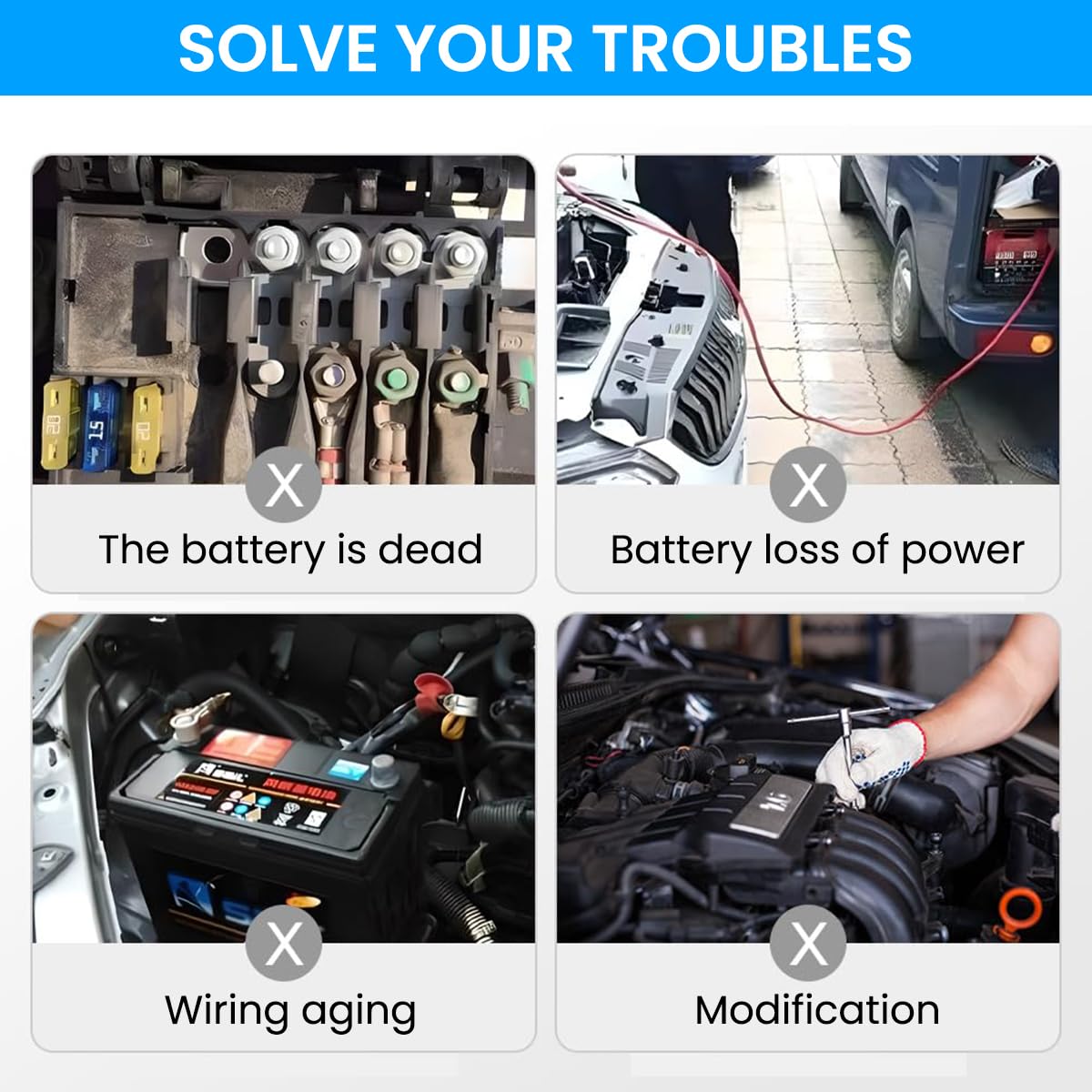 STHIRA Battery Disconnect Switch for Cars Trucks RVs Boats with Manual Cut Off 12/24V 3PCS