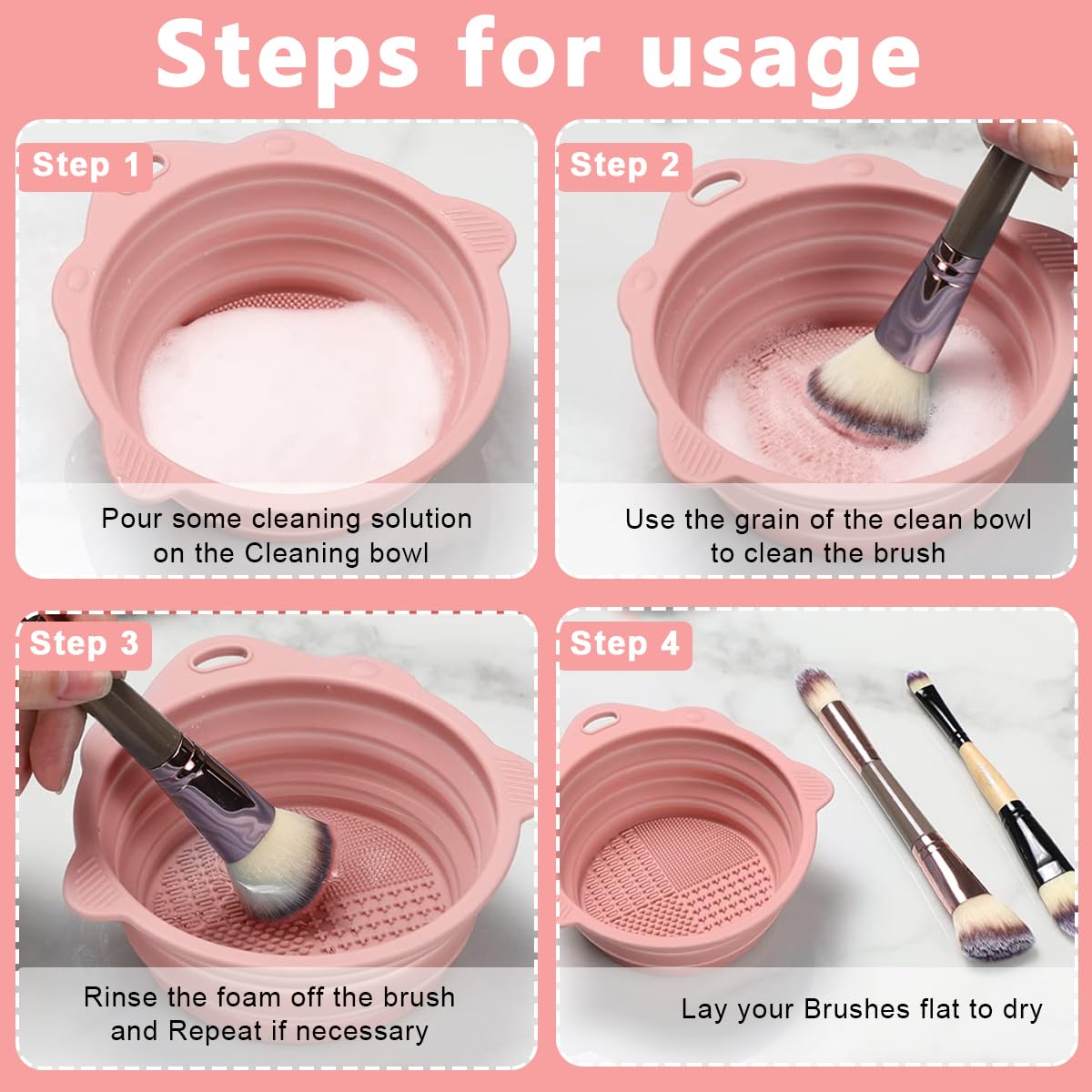 MAYCREATE® Mini Makeup Brush Cleaner Bowl Silicone Makeup Brush Cleaning Basin 5.5 Inches Collapsible Cleaner Bowl for Makeup Brushes, Beauty-Blender Sponge Removing Residual Foundation