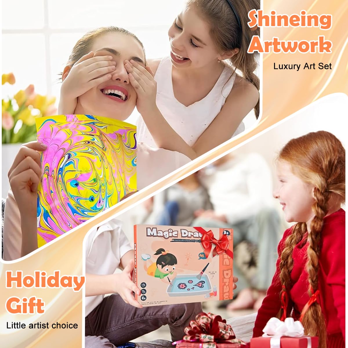 PATPAT Water Marbling Paint Kit for Kids Arts and Crafts | Creative Birthday Gift for Ages 3+