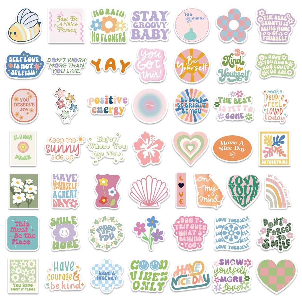 HASTHIP Motivational Stickers for Water Bottles and Laptops featuring 100 Vinyl Waterproof Designs | Pink Aesthetic for Journals and Scrapbooks