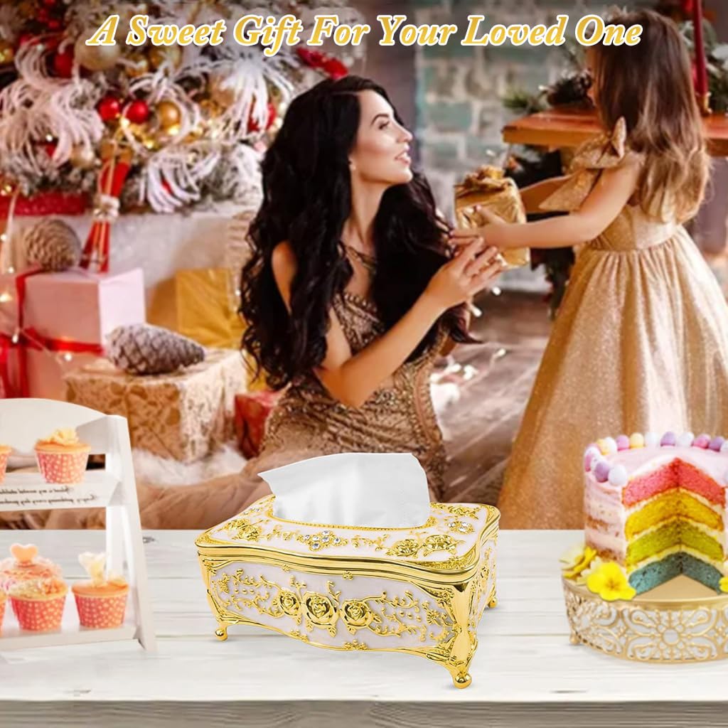 ZIBUYU Tissue Box Holder for Home and Office with Removable Design 23x13x9.5cm | Golden Rose Decor