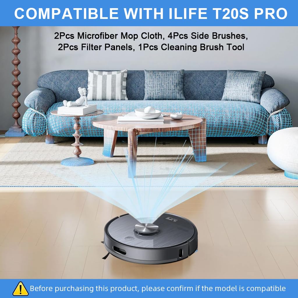 HASTHIP Robot Vacuum Cleaner Spare Parts for ILIFE T20s Pro with 7 Pcs Set | Easy Install