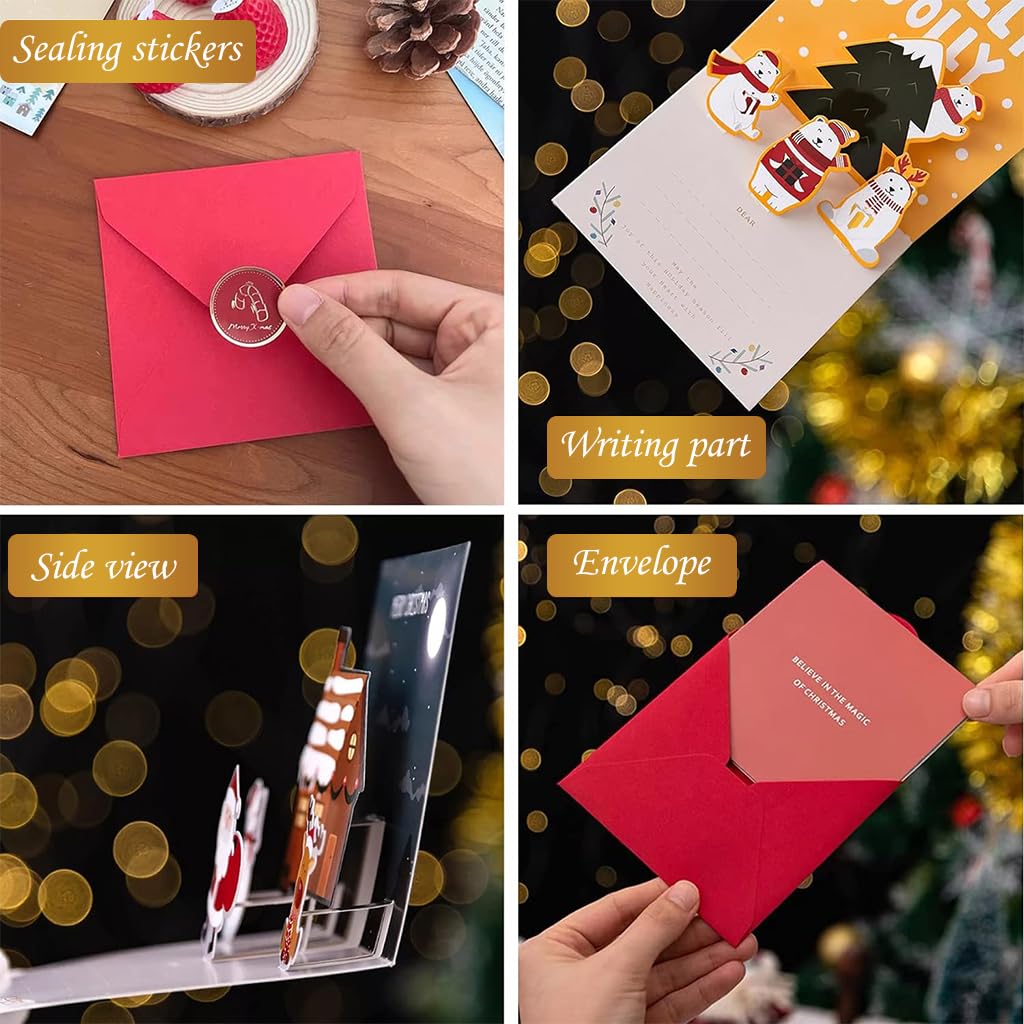 HASTHIP Christmas Greeting Card Set for Holiday Wishes featuring 3D Pop Up Designs 6 Pack
