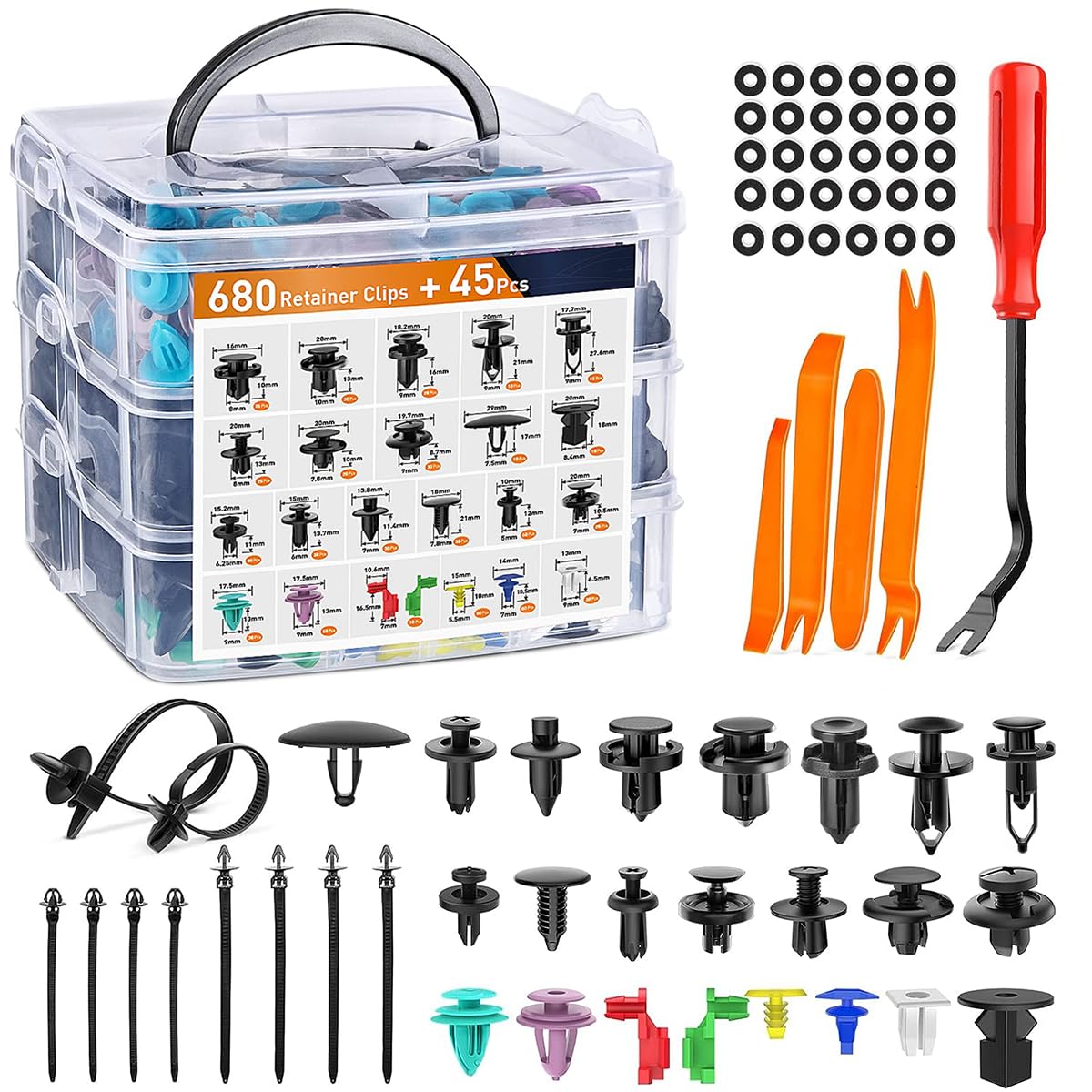 Serplex Car Door Trim Clip Removal Tool Set with 23 Sizes Nylon Rivets and 10 Cable Ties