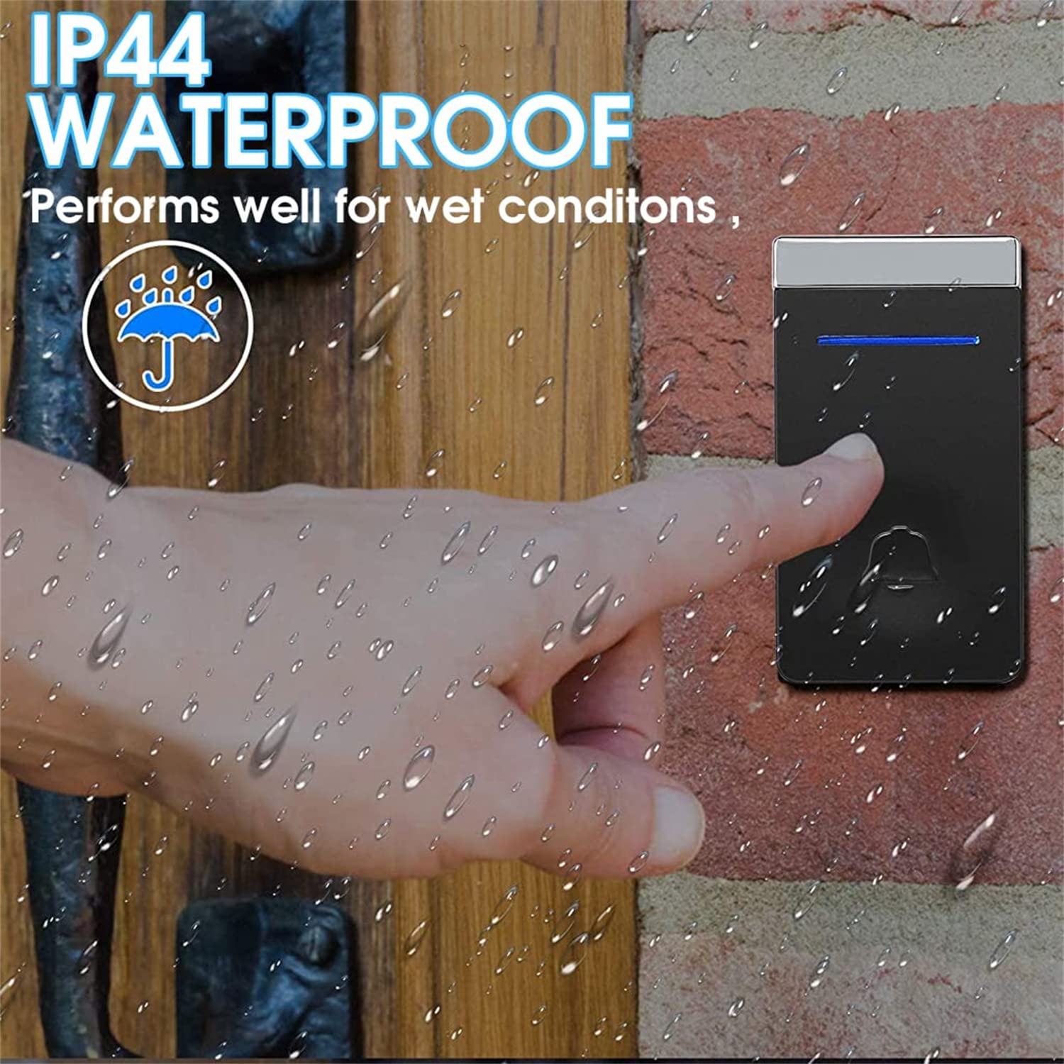 Supvox Wireless Doorbell for Home with Flash Light and 328ft Range | Self-Powered Battery Free Design